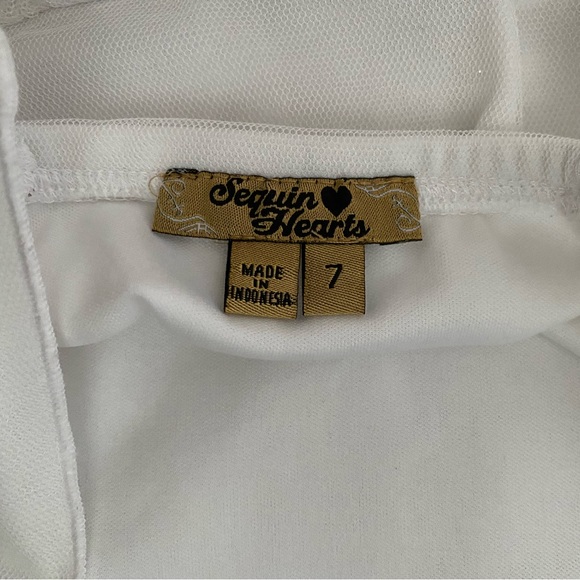 Sequin Hearts Girls White Formal Dress-Size 7 - Picture 3 of 5